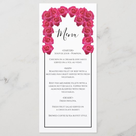 Rustic Roses Wedding Menu (Voorkant)