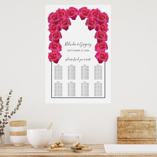 Rustic Roses Wedding Seding Chart Poster (Keuken)