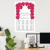 Rustic Roses Wedding Seding Chart Poster (Thuiskantoor)