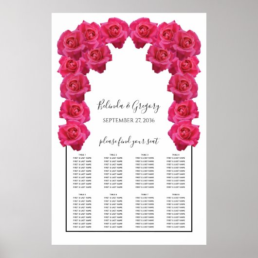 Rustic Roses Wedding Seding Chart Poster (Voorkant)