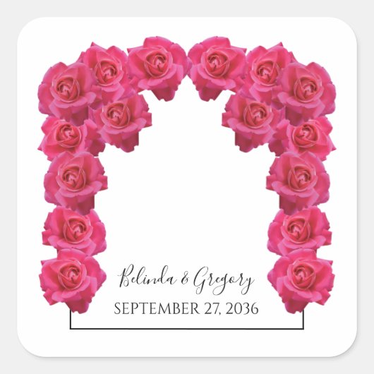 Rustic Roses Wedding Vierkante Sticker (Voorkant)