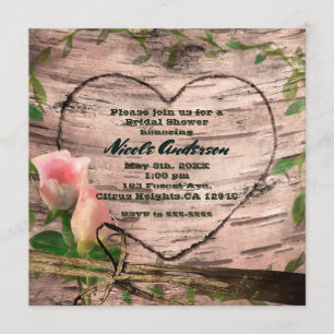 Rustic Roses & wijnstokken White Birch Invitation Kaart