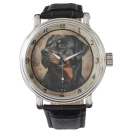Rustic Rottweiler Dog Horloge