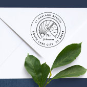 Rustic Round Mountains geïnspireerd retouradres Rubberstempel