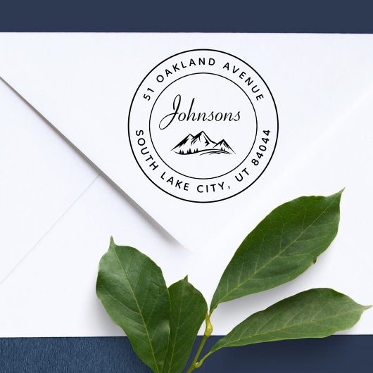 Rustic Round Mountains geïnspireerd retouradres Zelfinktende Stempel