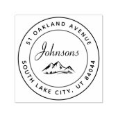 Rustic Round Mountains geïnspireerd retouradres Zelfinktende Stempel (Design)