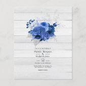 Rustic Royal Blue en Silver Floral Wedding Flyer (Voorkant)