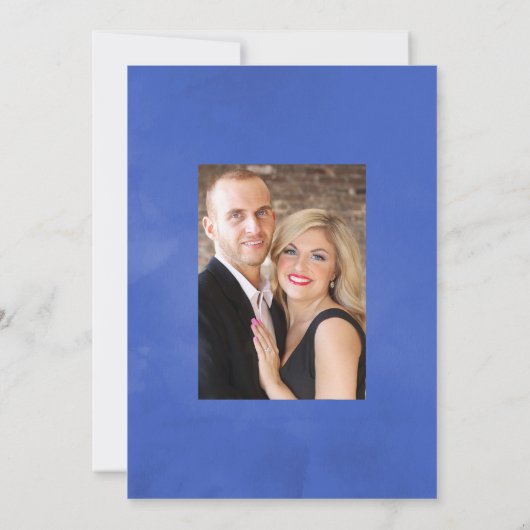 Rustic Royal Blue en Silver Floral Wedding Photo Save The Date