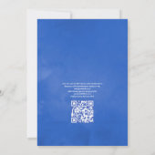 Rustic Royal Blue & Silver Floral QR Code Wedding Kaart (Achterkant)