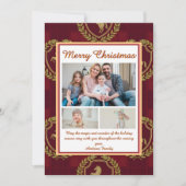 Rustic Royal Christmas Plaid 3 Photo Holiday Card Feestdagenkaart (Voorkant)