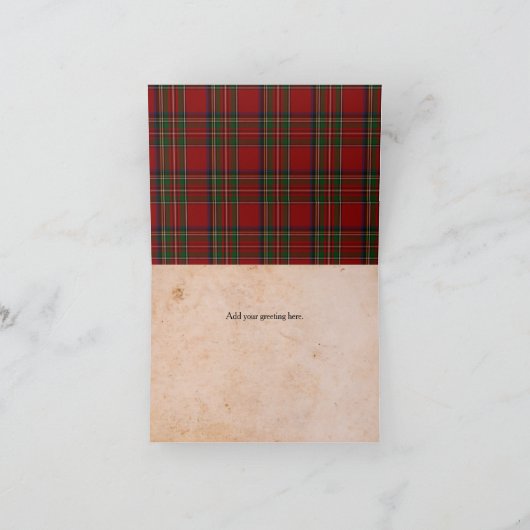Rustic Royal Stewart Plaid Bedankt Opmerking Kaart (Binnen)
