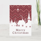 Rustic Roze Argyles Breiwerk Kerstmis Dorp Kaart (Voorkant)
