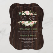 Rustic Roze Bloem Frame Schuur I DO BBQ Kaart (Voorkant / Achterkant)