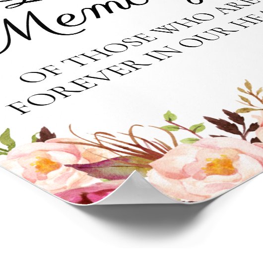 Rustic Roze Bloem In Lieve Herinnering Bord Poster (Hoek)