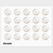 Rustic Roze Bloemen Baby Shower Bedankje Klassiek  Ronde Sticker (Vel)