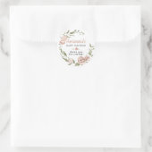 Rustic Roze Bloemen Baby Shower Bedankt Klassiek R Ronde Sticker (Tas)