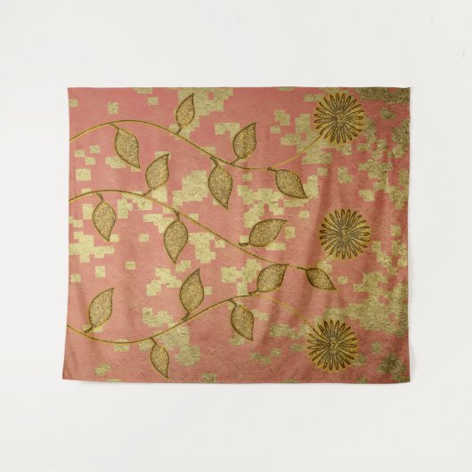 Rustic Roze Bloemenschijn Wandkleed (Voorkant (horizontaal))