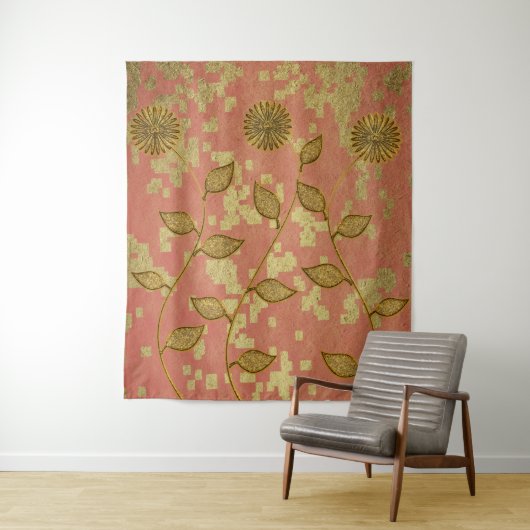 Rustic Roze Bloemenschijn Wandkleed (In situ)