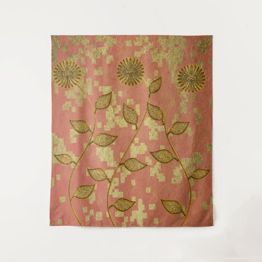 Rustic Roze Bloemenschijn Wandkleed (Voorkant)