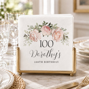 Rustic Roze Bloemstuk 100ste Verjaardagsfeest Cust Servet