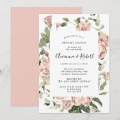 Rustic Roze Bloemstuk Post Trouw Bruiloftsbrunch Kaart (Voorkant / Achterkant)