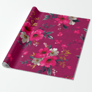 Rustic Roze Botanische Krachtige Vintage Boho Bloe Cadeaupapier