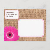 Rustic Roze Daisy Burlap slaat de Briefkaarten op (Achterkant)