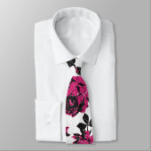 Rustic roze en Black Stem Roos Pattern Stropdas (Gebonden)