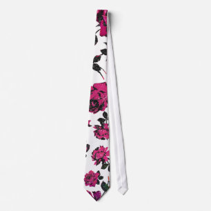 Rustic roze en Black Stem Roos Pattern Stropdas