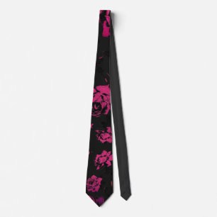 Rustic roze en Black Stem Rozen Pattern Stropdas