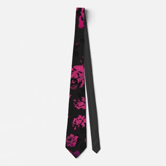 Rustic roze en Black Stem Rozen Pattern Stropdas (Voorkant)