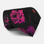 Rustic roze en Black Stem Rozen Pattern Stropdas (Opgerold)