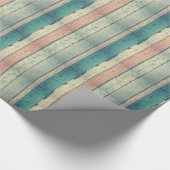 Rustic roze en blauwe houtnerg afdrukpapier cadeaupapier (Hoek)