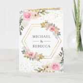 Rustic Roze en Gouden Bloemencode QR Code Huwelijk (Voorkant)