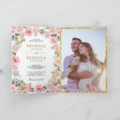Rustic Roze en Gouden Bloemencode QR Code Huwelijk (Binnen)