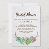 Rustic Roze en Mint Floral Succulent Vrijgezellenf Kaart (Voorkant)