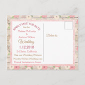 Rustic Roze en Tan Floral sparen het Briefkaart va (Achterkant)