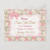 Rustic Roze en Tan Floral sparen het Briefkaart va (Voorkant)