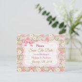 Rustic Roze en Tan Floral sparen het Briefkaart va (Staand voorkant)