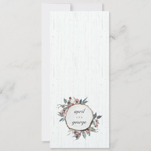 Rustic Roze Eucalyptus Floral Wedding Menu Card Kaart (Achterkant)