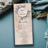 Rustic Roze Eucalyptus Floral Wedding Menu Card Kaart