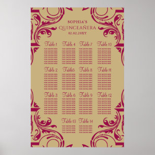Rustic Roze Gouden Zitplan poster