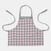 Rustic Roze Grijs Buffalo Plaid Patroon Custom Schort (Voorkant)