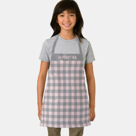Rustic Roze Grijs Buffalo Plaid Patroon Custom Schort