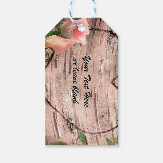 Rustic Roze Hart Wing Bruiloft Uitnodiging Aangepa Cadeaulabel (Voorkant)