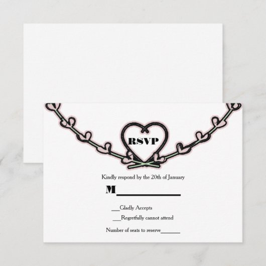 Rustic Roze Hart Wingedron Uitnodiging Huwelijk RS (Voorkant / Achterkant)