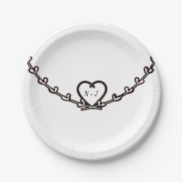 Rustic Roze Hart Wingerd Bruiloft Feest Custom Par Papieren Bordje