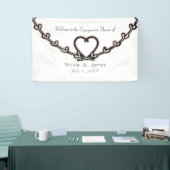 Rustic Roze Hart Wingerd Bruiloft Feest Spandoek (Beurs)