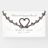 Rustic Roze Hart Wingerd Bruiloft Feest Spandoek (Horizontaal)