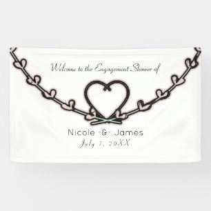 Rustic Roze Hart Wingerd Bruiloft Feest Spandoek